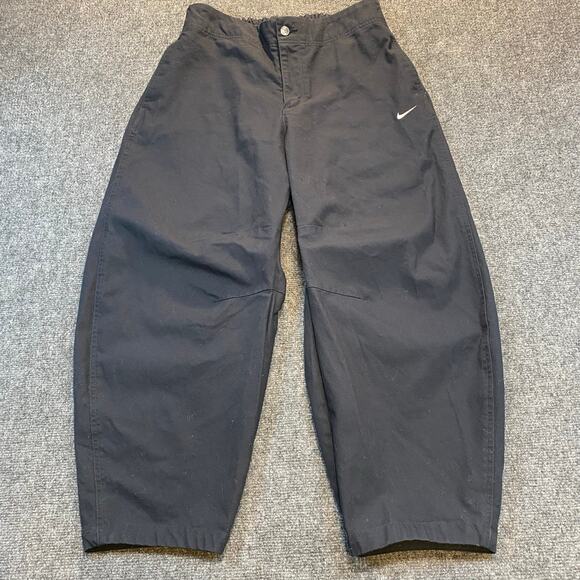 Nike Sportswear Womens Large Black Barrel Leg Ankle Length Cotton Canvas